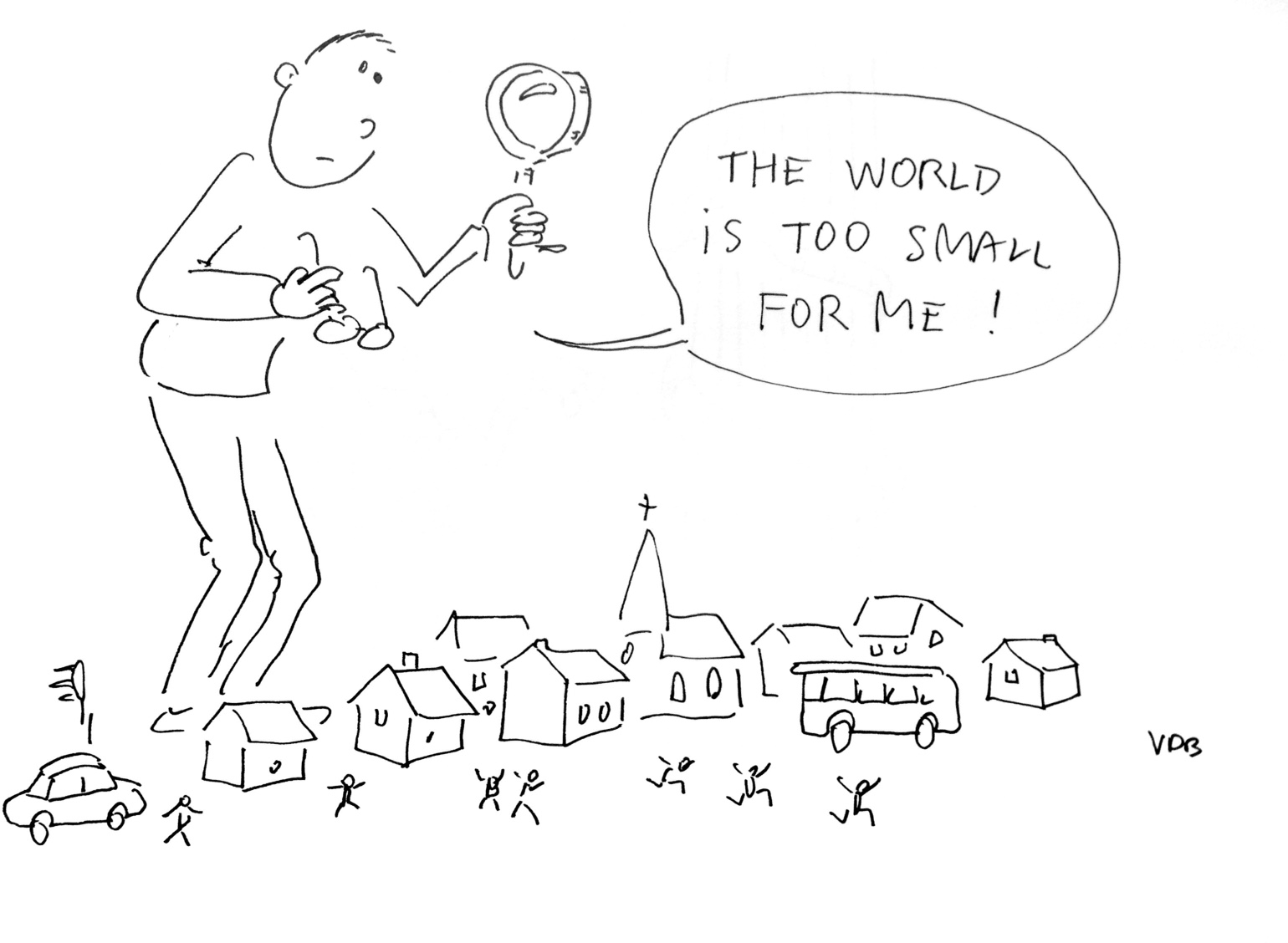 A visually-impaired near to small houses