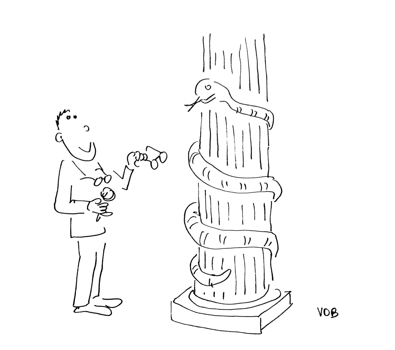 A snake around a column