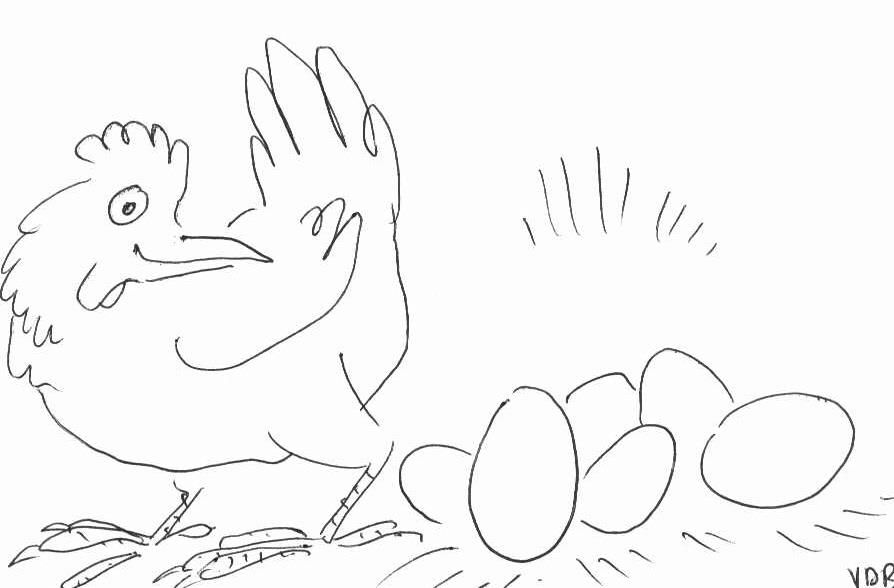 Une poule et ses oeufs